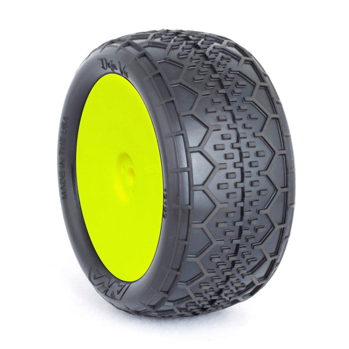 AKA AKA13123WRY 1/10 Buggy Evo Deja Vu Rear (Ultra Soft) Evo Wheel Pre-Mounted Yellow (8319048089837)