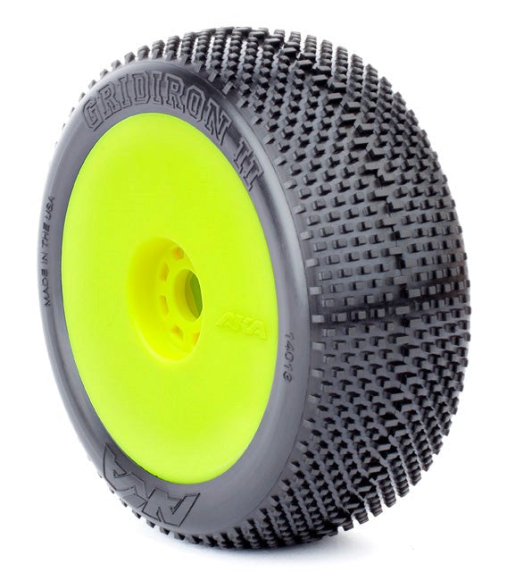 AKA AKA14013QRY 1/8 Buggy Gridiron Ii (Super Soft  Long Wear) Evo Wheel Pre Mounted Yellow - Hobby City NZ