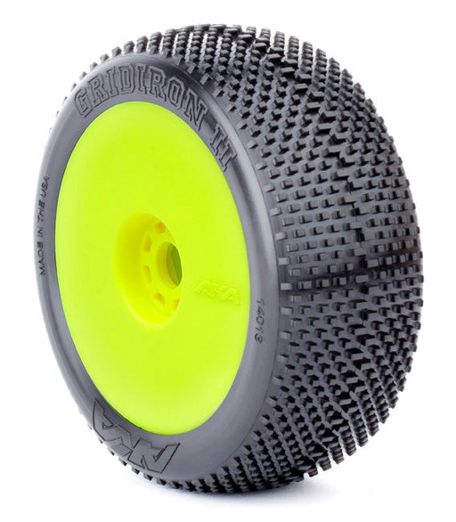 AKA AKA14013VRY 1/8 Buggy Gridiron Ii Super Soft Evo Wheel Pre-Mounted Yellow - Hobby City NZ (8319051596013)