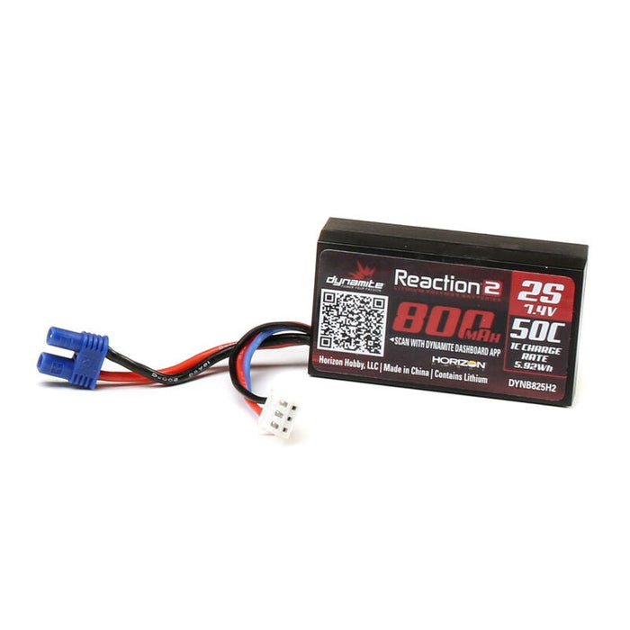 Dynamite DYNB825H2 7.4V 800mAh 2S 50C Hardcase LiPo Battery: EC2 (8319069520109)