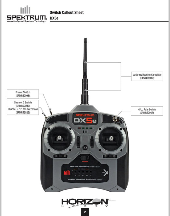 Spektrum SPMR52007 DX5E GEAR SWITCH & Hi/Lo Rate Switch - Hobby City NZ (8319203279085)