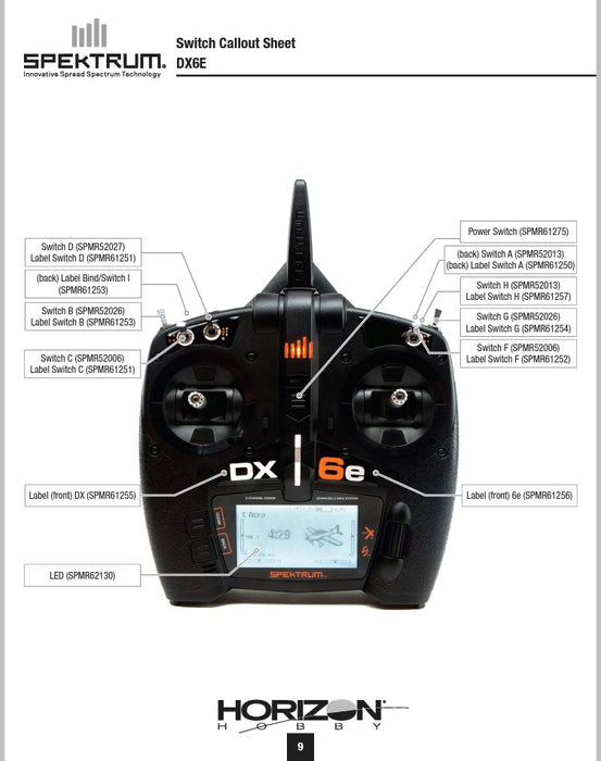 Spektrum SPMR52013 DX7S 2 Position Long Gear Mix ACRO)/Throttle Hold (HELI) (back) (SPMR52013) - Hobby City NZ (8319203770605)