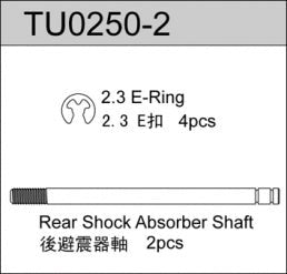 Team C TU0250-2 Big Bore Shock Absorber Shaft rear (2 pcs) - Hobby City NZ (8319286837485)