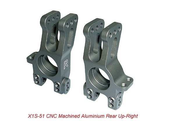 Hong Nor X1S-51 CNC Machined 7075-T6 Rear Upright /Hard-Coated (For X1CR and X1CRTK-777) (Included: 8x16mm Ballbearings x4 3x3mm set screw x4.) - Hobby City NZ