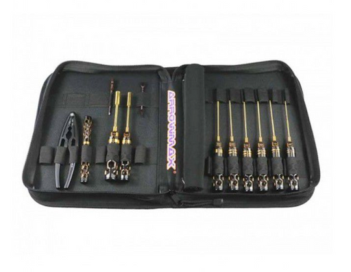 Arrowmax AM-199441 Toolset For 1/10 Offroad (12Pcs) With Tools Bag Black Golden - Hobby City NZ (8347068268781)