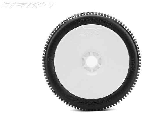 Jetko JKO1003DWSSG MARCO: 1/8 Buggy/Dish/White Rim/Super Soft/Glued Pair - Hobby City NZ (8347090485485)