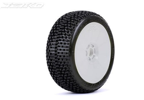 Jetko JKO1005DWSSG DIRT SLINGER: 1/8 Buggy/Dish/White Rim/Super Soft/Glued Pair - Hobby City NZ (8347090583789)