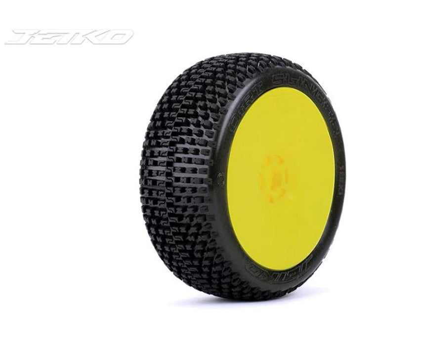 Jetko JKO1005DYSSG DIRT SLINGER: 1/8Buggy/Dish/Yellow Rim/Super Soft/Glued (8347090682093)