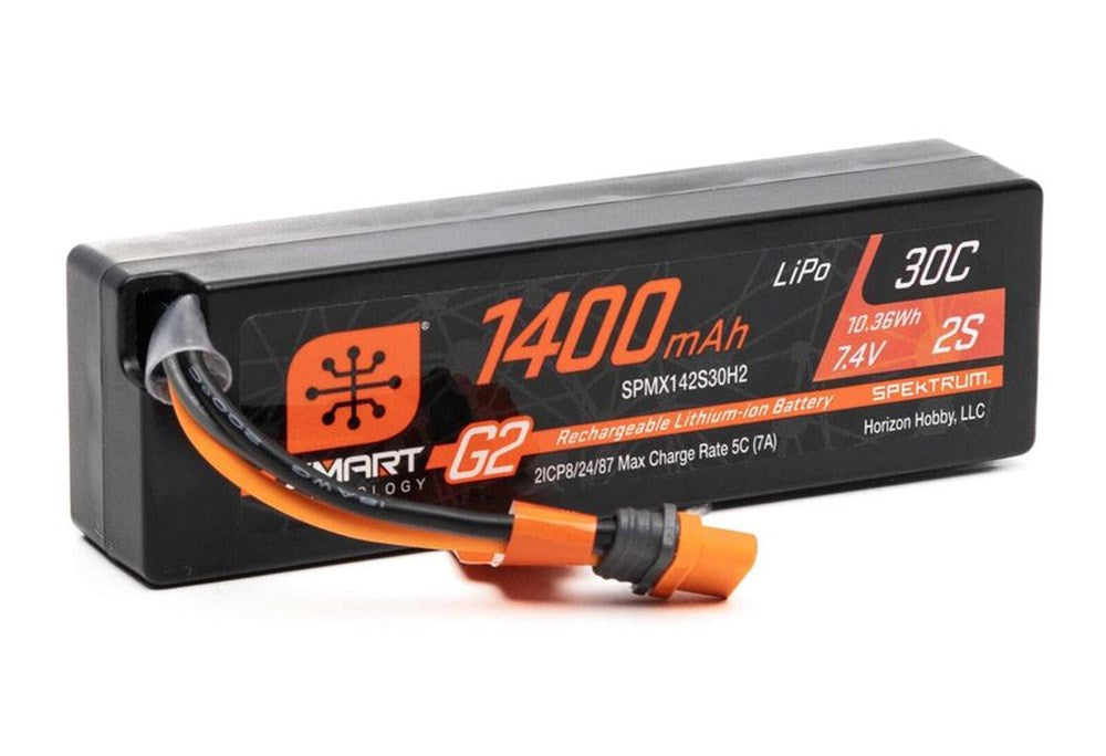 Spektrum SPMX142S30H2 1400mAh 2S 7.4V Smart G2 30C LiPo; IC2 Connector Granite Grom - Hobby City NZ (8347101855981)