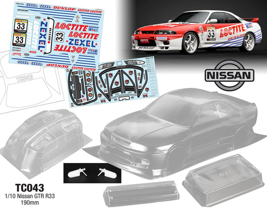 Team C TC043-L TC043 1/10 Nissan R33 GTR 190mm Wide WB 258mm with Loctite Decal Sheet (8446603985133)