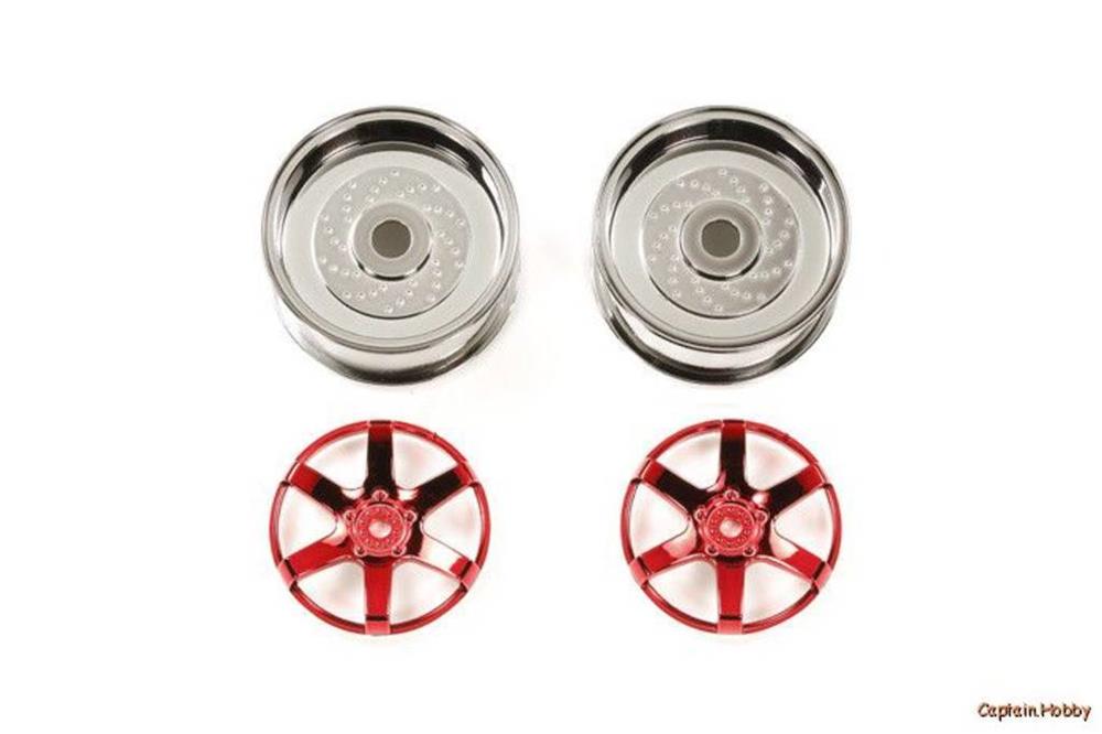 xTamiya 54552 2pc 6 SPOKE RED WHEEL 26mm OFF+4 (7540538114285)