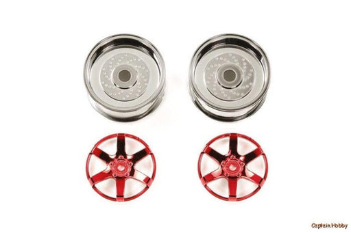 Tamiya 54553 2pc 6 SPOKE RED WHEEL 26mm OFF+6 (8649067987181)