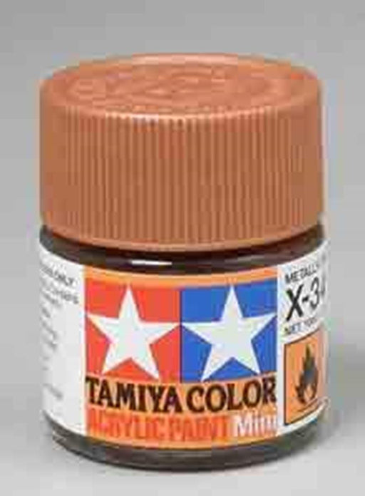 Tamiya 81534 X-34 Gloss Metallic Brown Acrylic Mini Pottle 10ml (7540554694893)