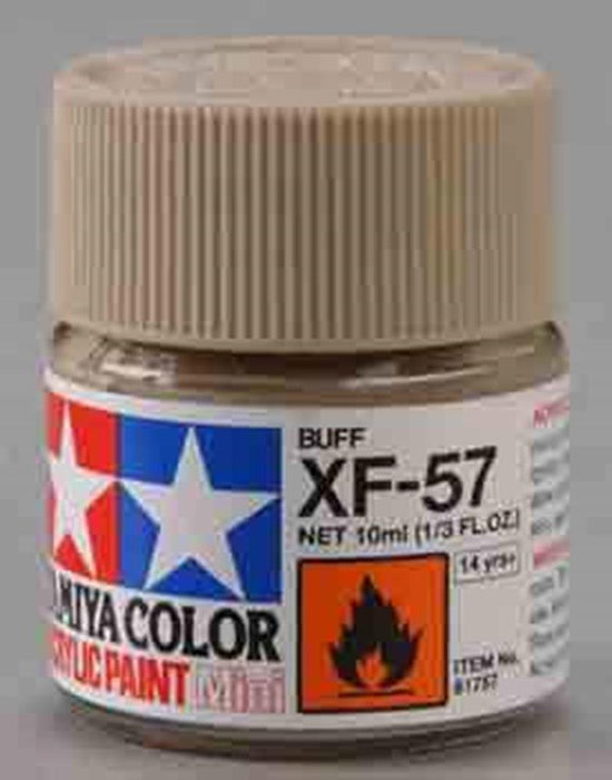 Tamiya 81757 XF-57 Flat Buff Acrylic Mini Pottle 10ml (7540559937773)