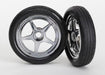 Traxxas 6975 - Tires & Wheels Assembled Glued (5-Spoke Chrome Wheels Tires Foam Inserts) (Front) (2) (8827955183853)