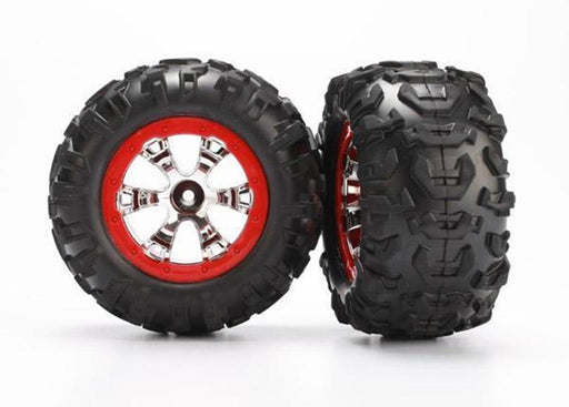 Traxxas 7272 - Geode Chrome Red Beadlock Style Wheels Canyon At Tires (2) (8827959509229)