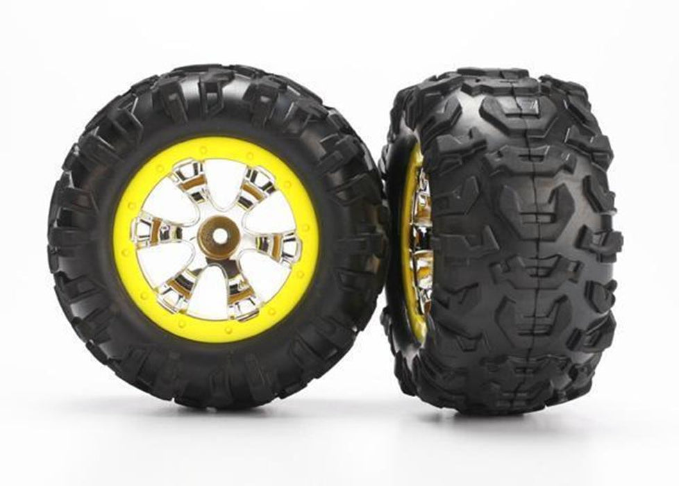 Traxxas 7276 - Geode Chrome Yellow Beadlock Style Wheels Canyon At Tires (2) (8827959804141)