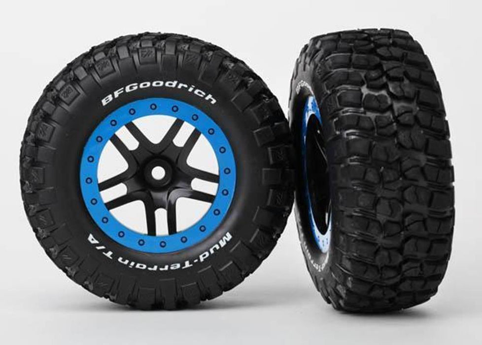 Traxxas 5885A - Sct Split-Spoke Black/Blue Beadlock Wheels Bfgoodrich Mud-Terrain Km2 Tires (2) (8827975336173)