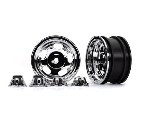 Traxxas 8158X Wheels 2.2" chrome (2)/ center caps (2) (requires #8255A extended thread stub axle) (8177833771245)