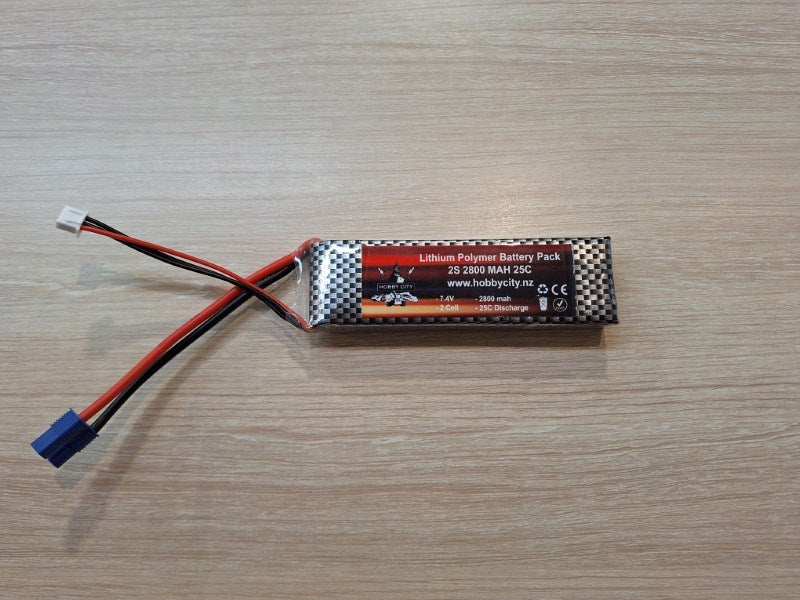 Hobby City 7.4V 2S 2800mah 25C Lipo Battery EC3 Plug (8150709338349)