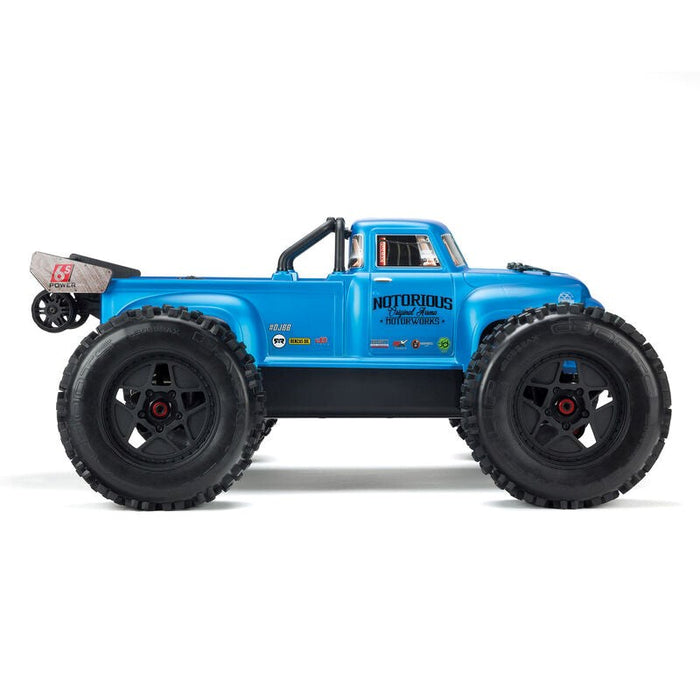 Arrma 8611V5T2 NOTORIOUS 6S 4WD BLX 1/8 Stunt Truck Blue (8324286775533)