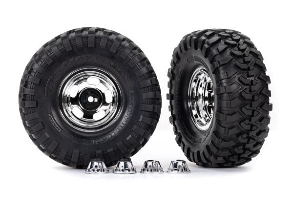 Traxxas 8159X Tires & wheels assembled glued \(requires #8255A extended thread stub axle) (8195286073581)