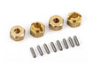 Traxxas 9750X Wheel hubs 7mm hex (brass) (4)/ axle pins (8) (8120432525549)