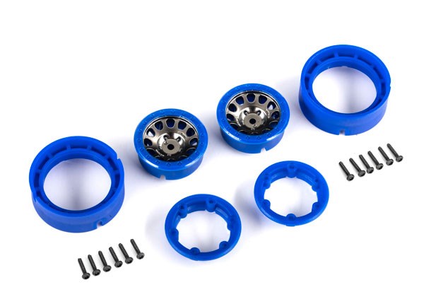 Traxxas 9781-BLKBL Wheels 1.0' Method Race Wheels 105 Beadlock (satin black chrome with blue beadlock) (2)