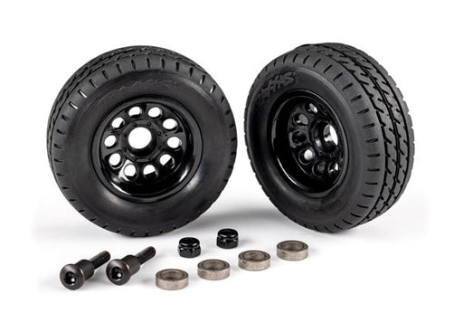 Traxxas 9797 Trailer wheels (2)/ tires (2)/ mounting hardware (8120435900653)