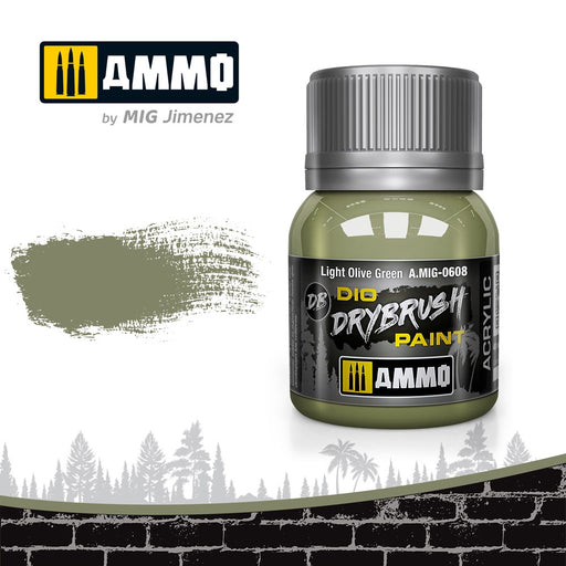 AMMO of Mig Jimenez A.MIG-0608 Drybrush Light Olive Green - Hobby City NZ (6548861517873)