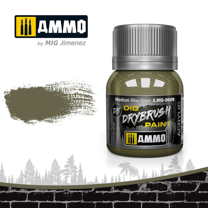 AMMO of Mig Jimenez A.MIG-0609 Drybrush Medium Olive Green (6548861550641)