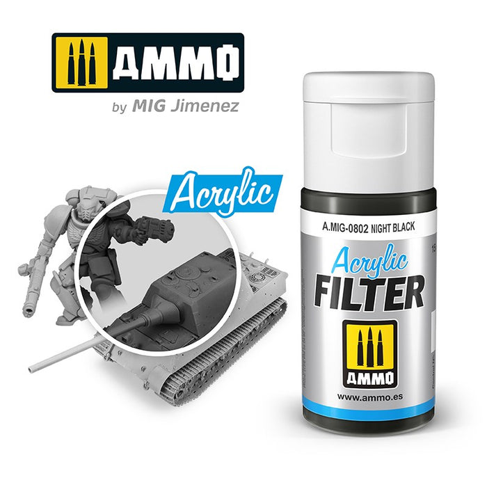 AMMO by Mig Jimenez 0802 ACRYLIC FILTER Night Black (6657327136817)