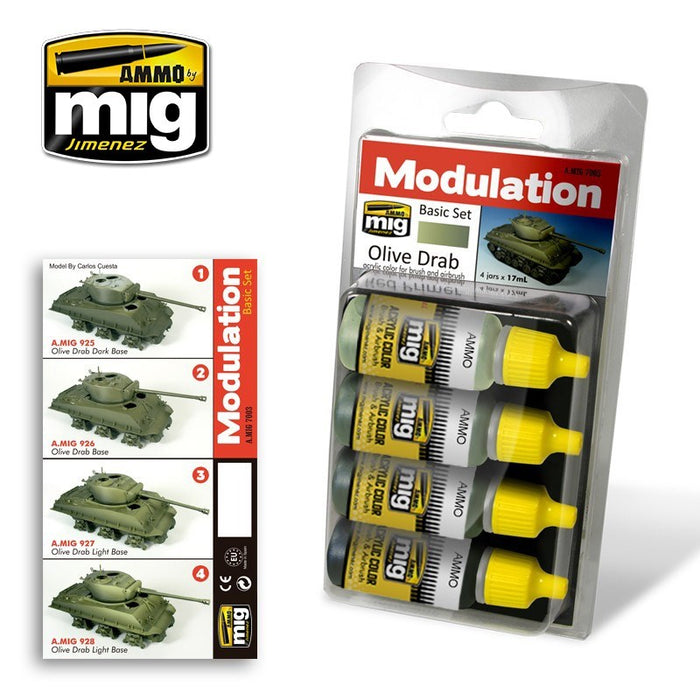 AMMO by Mig Jimenez A.MIG-7003 OLIVE DRAB MODULATION SET (1885191700529)