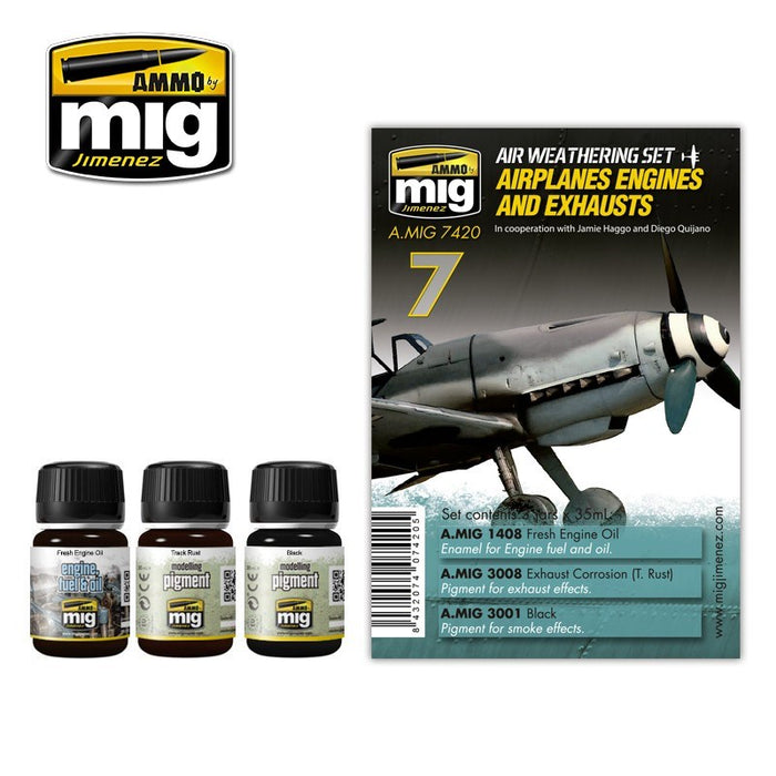 AMMO by Mig Jimenez A.MIG-7420 AIRPLANES ENGINES AND EXHAUSTS - Hobby City NZ (1885203497009)
