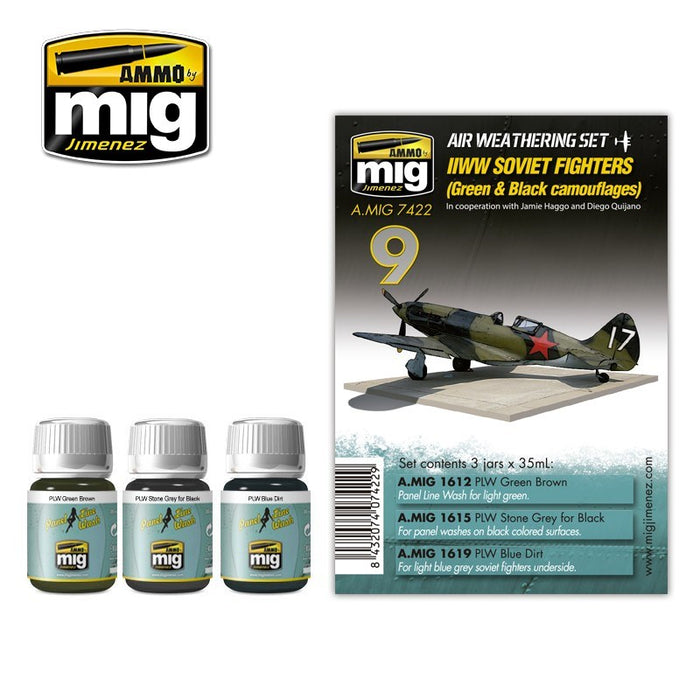 AMMO by Mig Jimenez A.MIG-7422 WW II SOVIET AIRPLANES (Green & Black camouflages) (1885203726385)