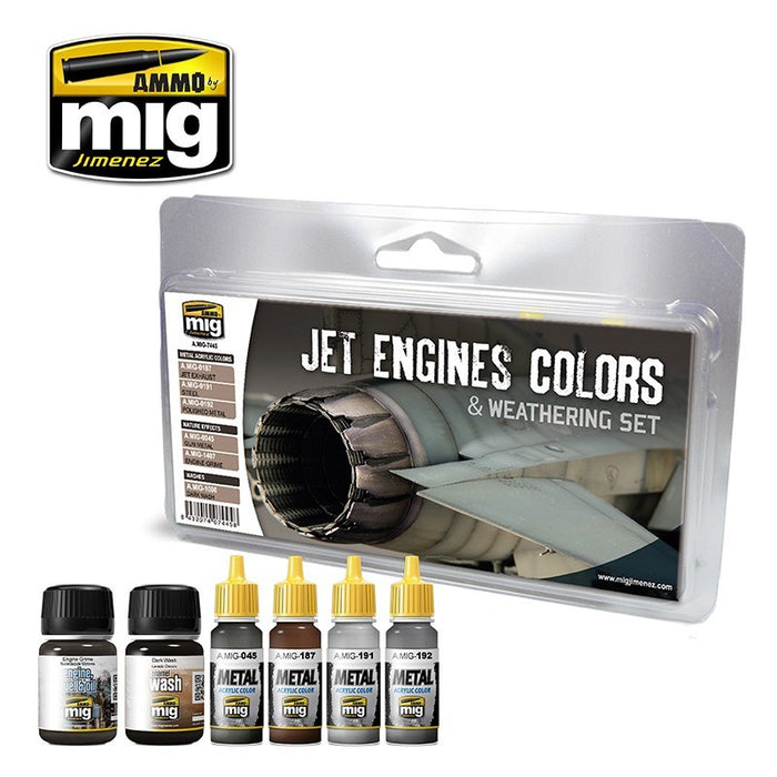 AMMO by Mig Jimenez A.MIG-7445 JET ENGINES COLORS AND WEATHERING SET (8170391863533)