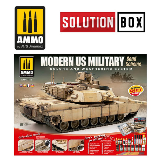 AMMO by Mig Jimenez A.MIG-7712 MODERN US MILITARY SAND SCHEME - SOLUTION BOX (8170397860077)