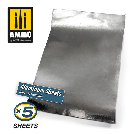 AMMO by Mig Jimenez A.MIG-8247 ADHESIVE ALUMINIUM SHEETS 280X195MM (5 PK) (8170397237485)