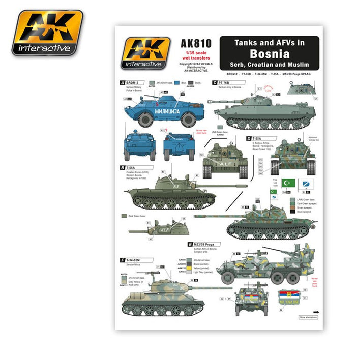 AK Interactive AK810 DECALS - TANKS & AFV's IN BOSNIA (8346770571501)