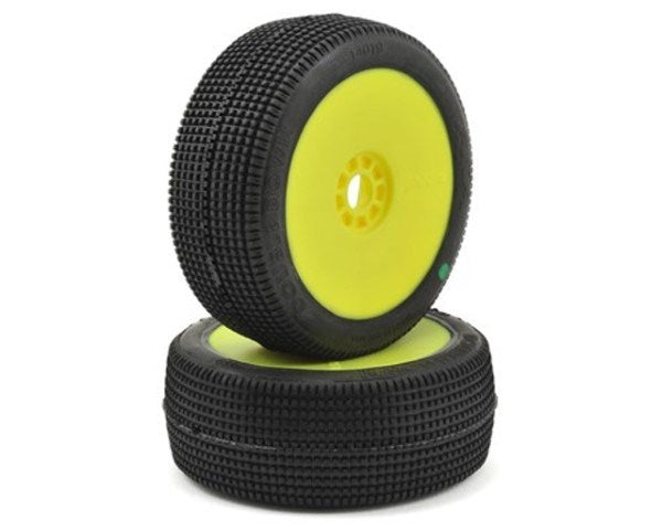 AKA AKA14019SRY 1/8 Buggy Double Down Soft Evo Wheel Pre-Mounted Yellow (8319053496557)