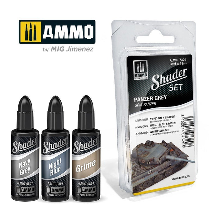 AMMO by Mig Jimenez A.MIG-7320 Shader Set Panzer Grey - Hobby City NZ (8470978625773)