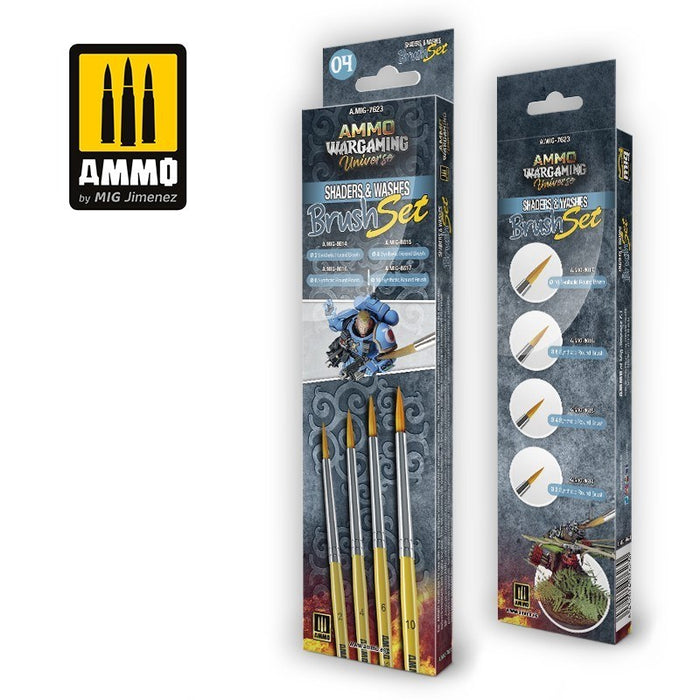 AMMO by Mig Jimenez A.MIG-7623 Wargamming Universe Shaders & Washes Brush Set (8470979641581)