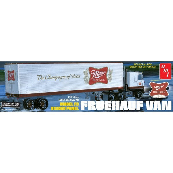 AMT 1234 1/25 Fruehauf Beaded Panel Van/Trailer - Miller High Life - Hobby City NZ (7666444632301)