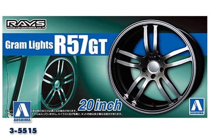 Aoshima 5515 1/24 RIMS & TIRES "GRAM LIFGTS R57GT 20" - Hobby City NZ (8143269921005)