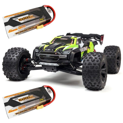 Arrma ARA110002BT1 1/5 KRATON 4X4 8S BLX Brushless Speed Monster Truck RTR Green. plus 2x Gens ace Advanced 10000mAh 15.2V 100C 4S2P HardCase Lipo Battery COMBO (8374144794861)