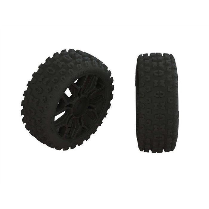 Arrma 550057 AR550057 2HO Tire Set Glued Black (2) - Hobby City NZ (8324283629805)