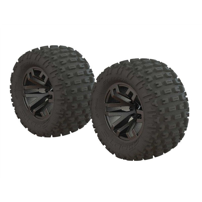 Arrma 550086 Dboots 'Fortress MT' Tire Set Glued Gun Metal (2) (8324284645613)