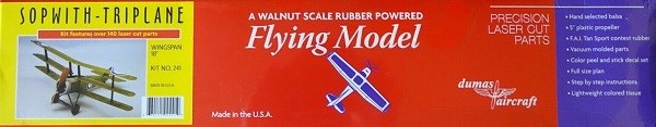 xDumas #241 Plane Kit: 18" Sopwith Triplane - Rubber Powered Flying Model (8278201139437)