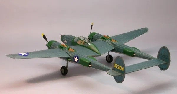 Dumas #324 Plane Kit: 30" Lockheed P-38F/M Lightning - Rubber Powered Flying Model (7647768412397)