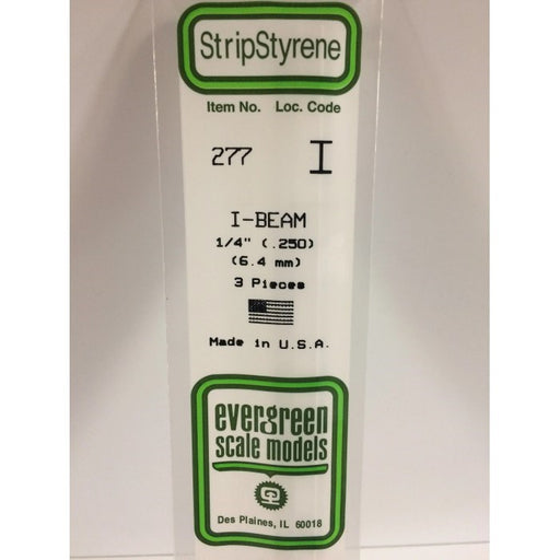 Evergreen 277 Styrene I-Beam (0.250 x 0.113 x 14") - 3 pieces - Hobby City NZ